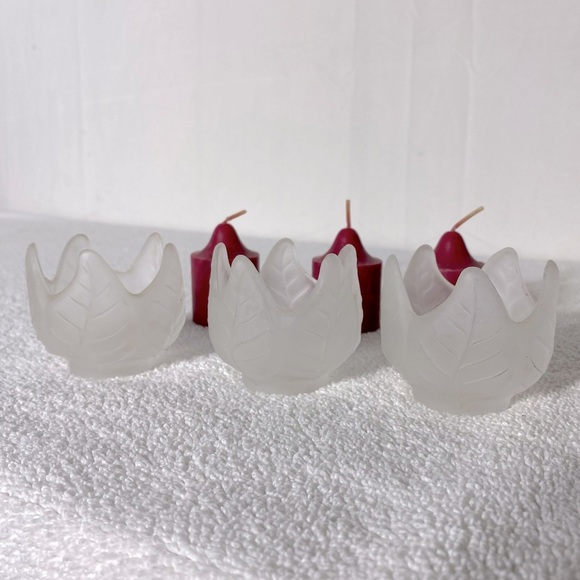 Vintage Party Lite Frosted Glass Candle Holders x3 - Picture 9 of 10